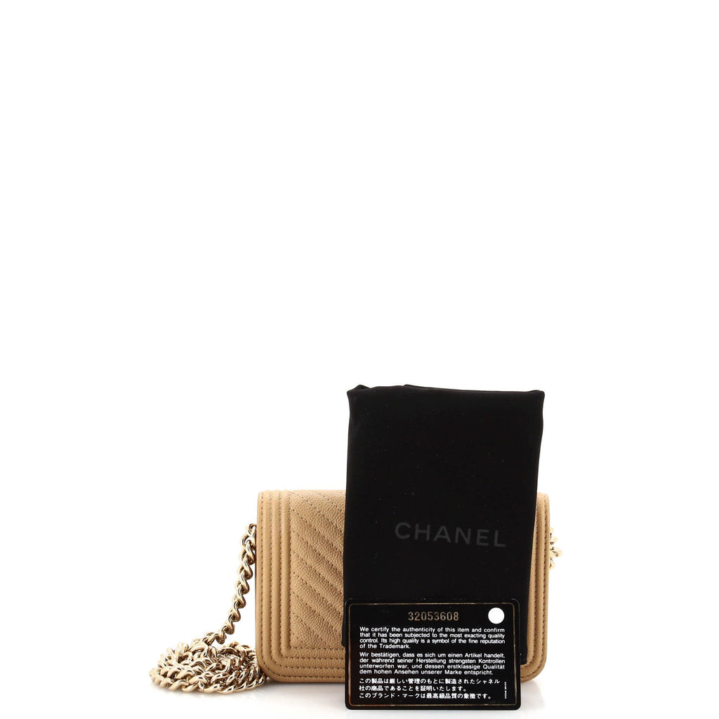 Boy Wallet on Chain Chevron Caviar Mini