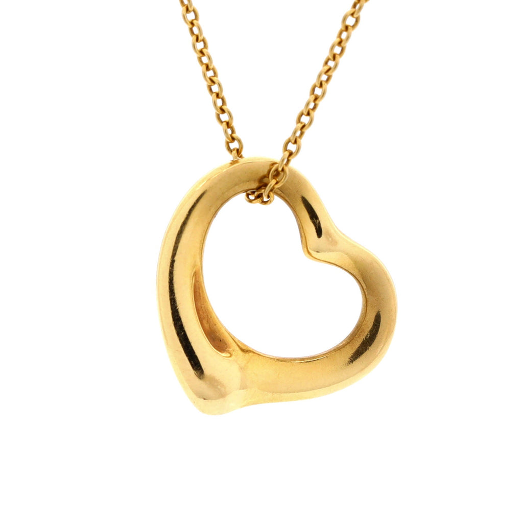 Elsa Peretti Open Heart Pendant Necklace 18K Yellow Gold 16mm