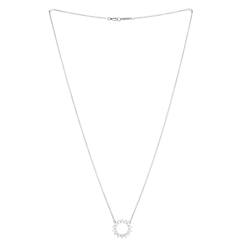 Open Circle Pendant Necklace Platinum with Diamonds Mini