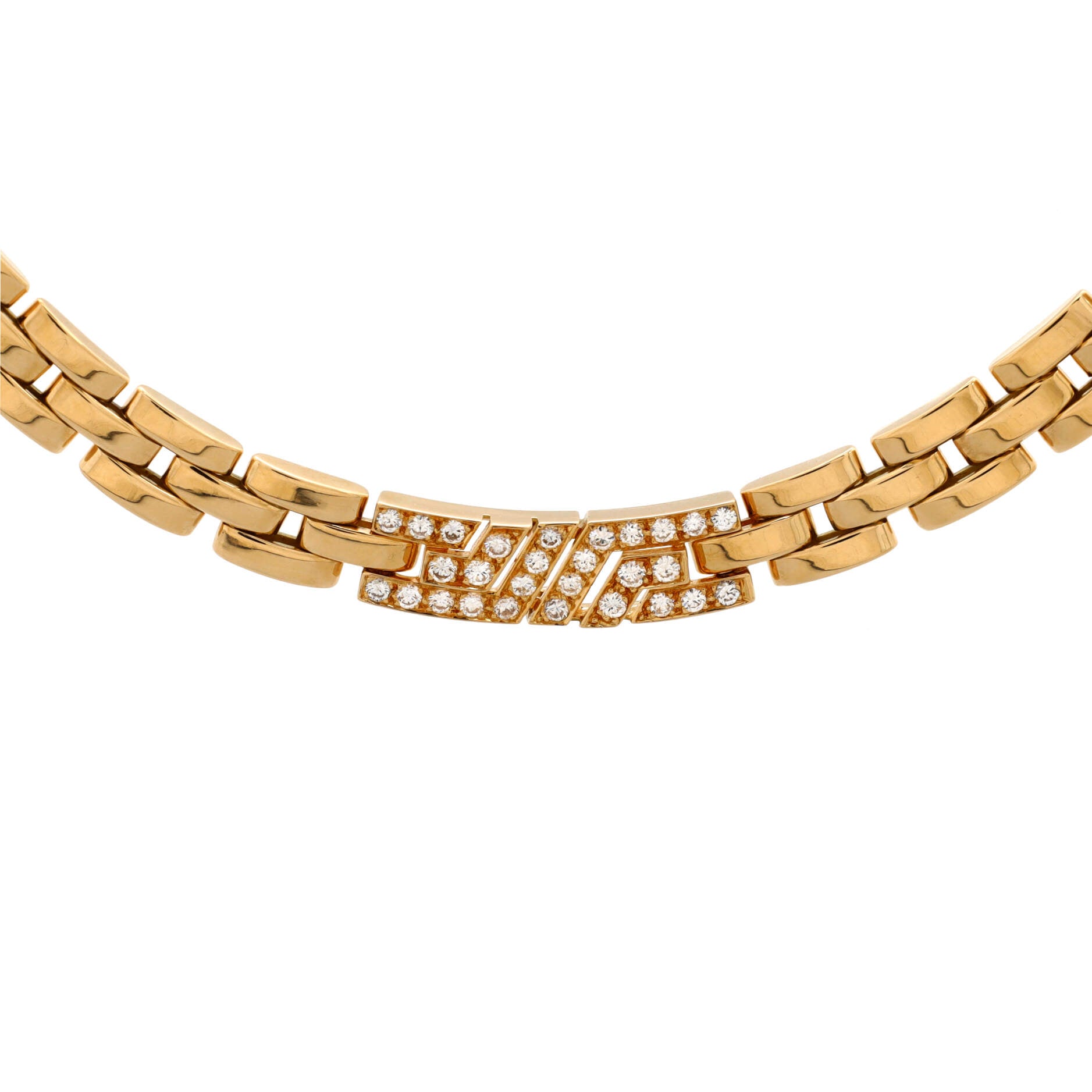 Maillon Panthere 3 Row Necklace 18K Yellow Gold and Diamonds