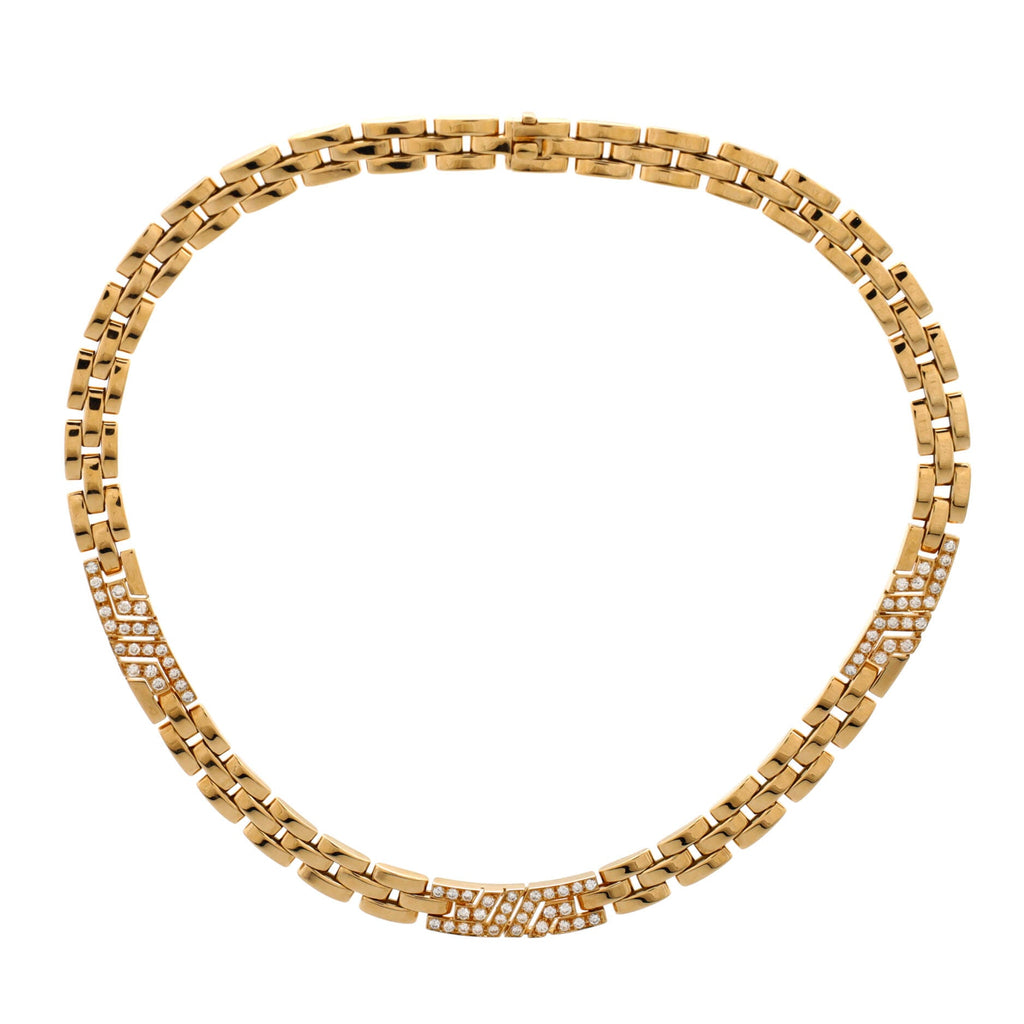 Maillon Panthere 3 Row Necklace 18K Yellow Gold and Diamonds