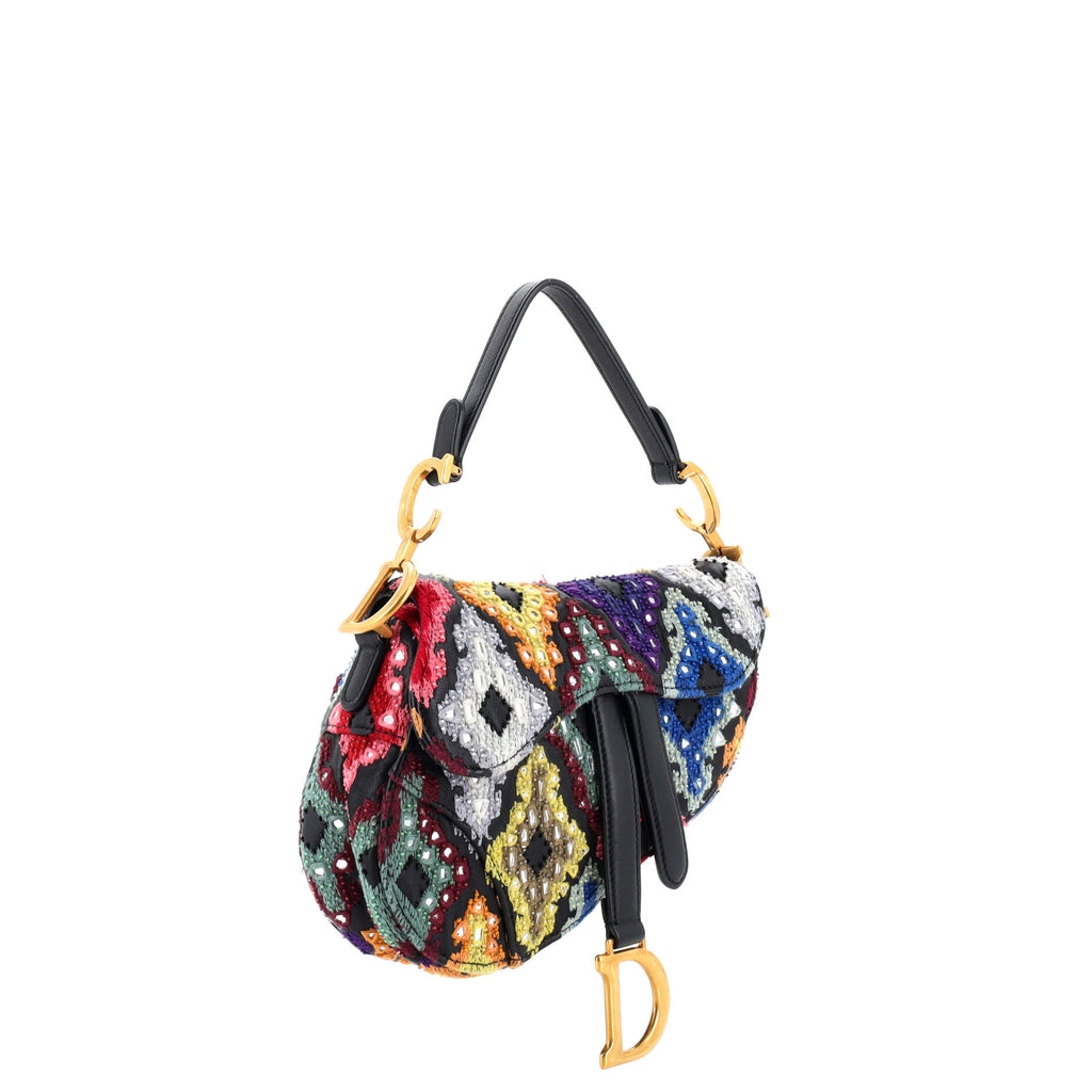Saddle Handbag Embroidered Leather Mini