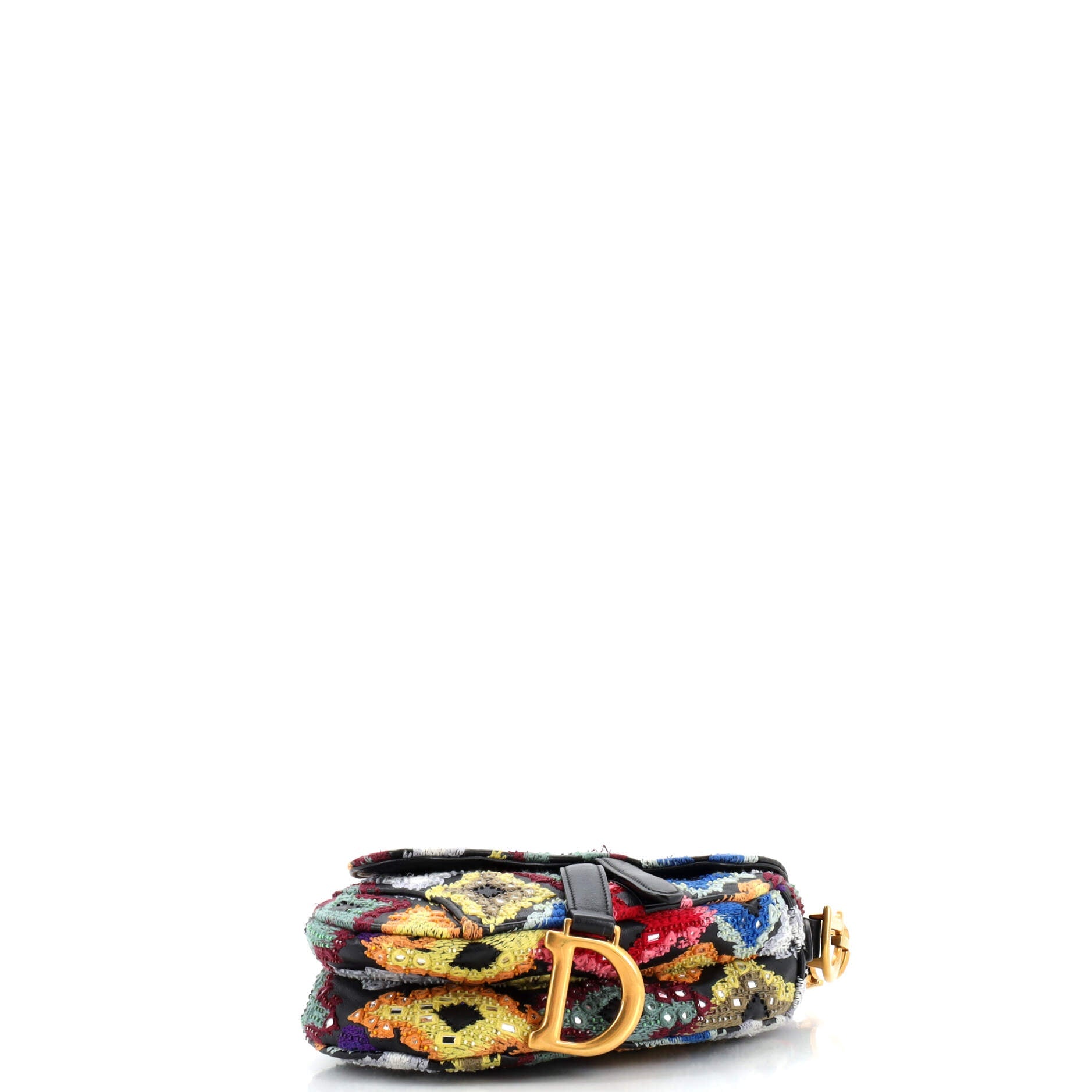 Saddle Handbag Embroidered Leather Mini