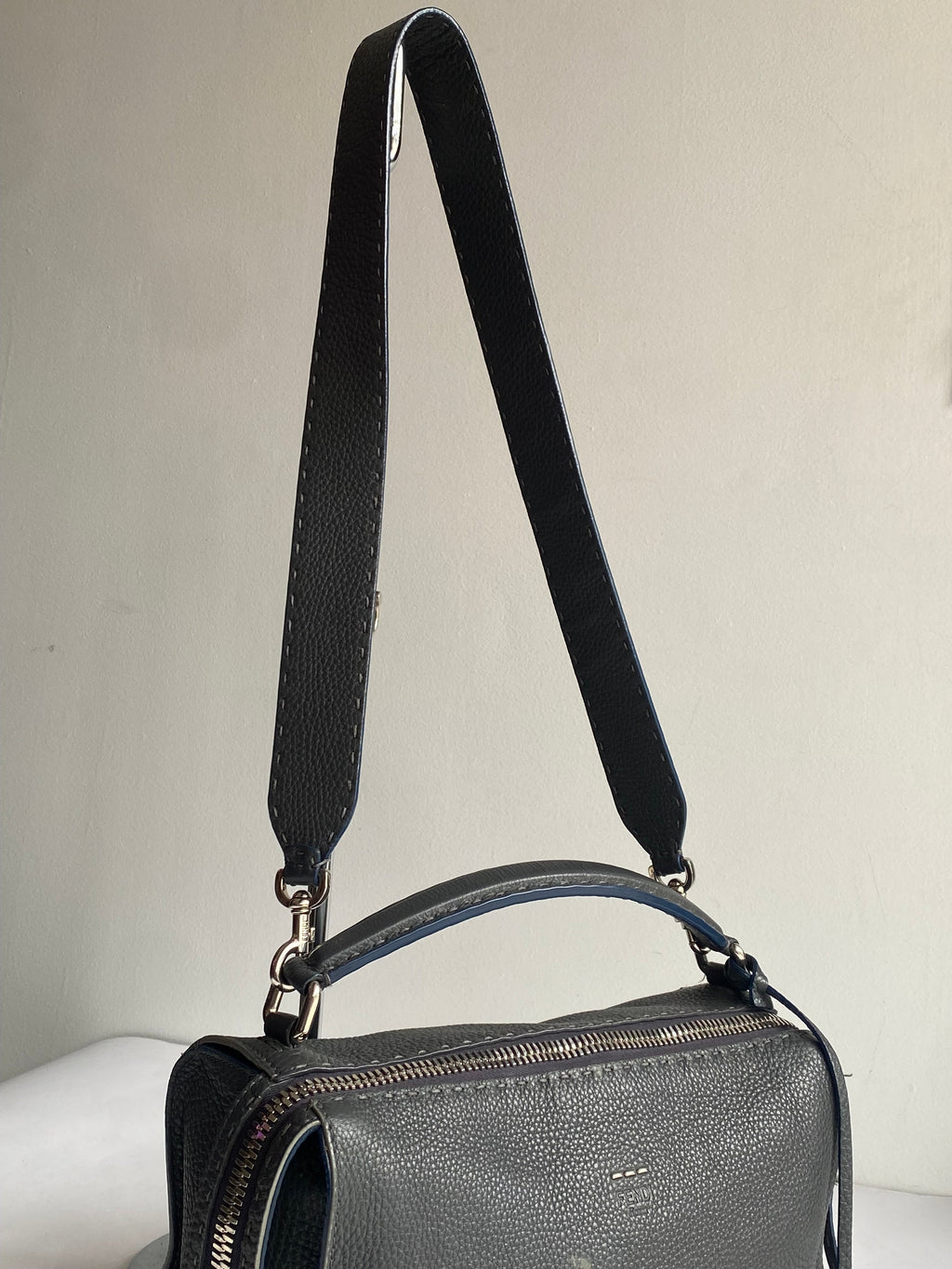 Fendi Slate Selleria Lei Boston Shoulder Bag