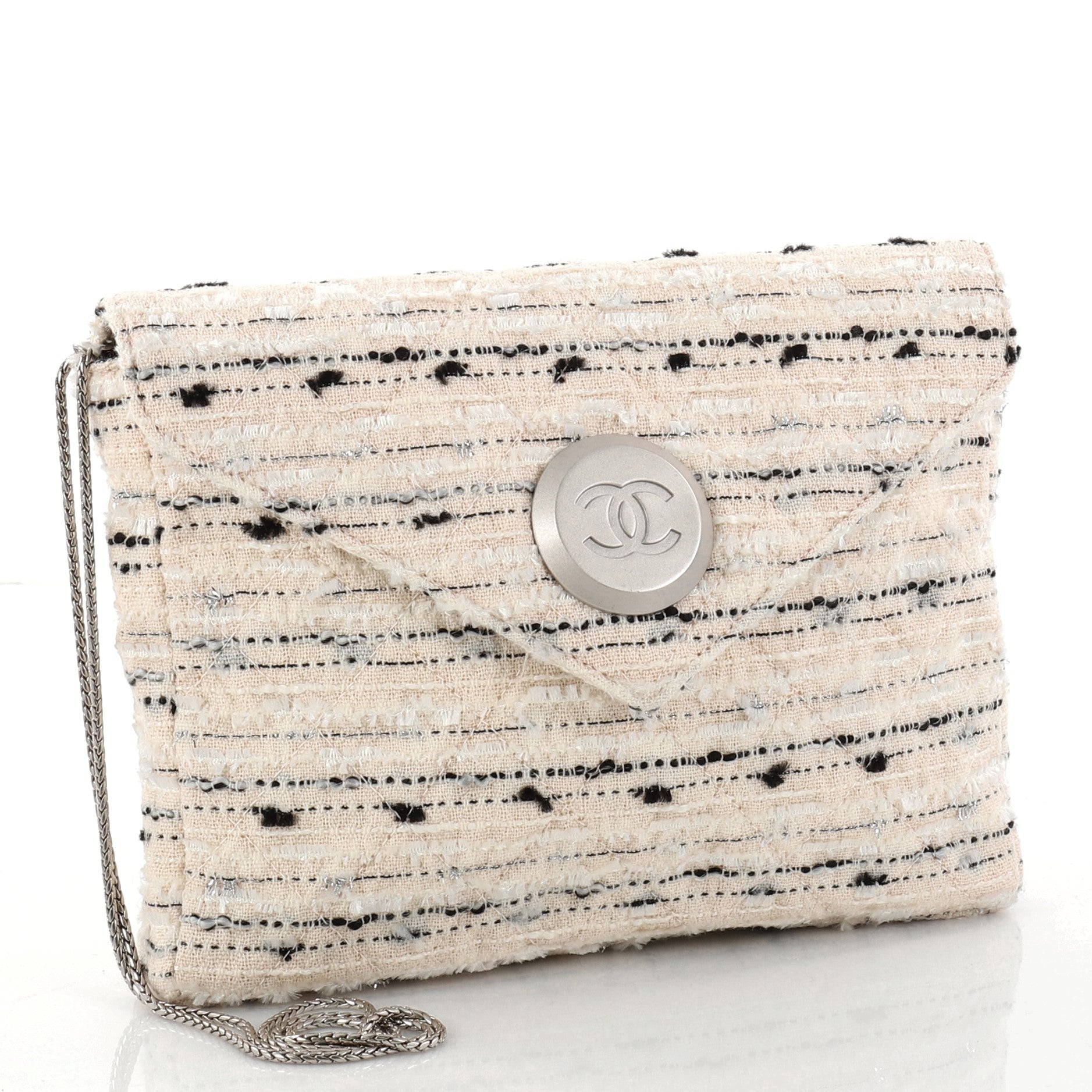 Vintage Envelope Chain Clutch Tweed Small