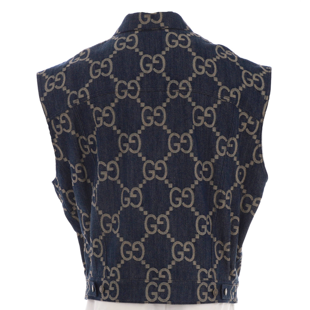 Men's Button Up Vest Jumbo GG Denim