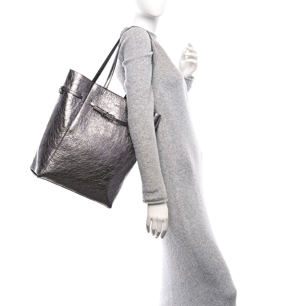 Metallic Calfskin Medium Voyou Bag Silver