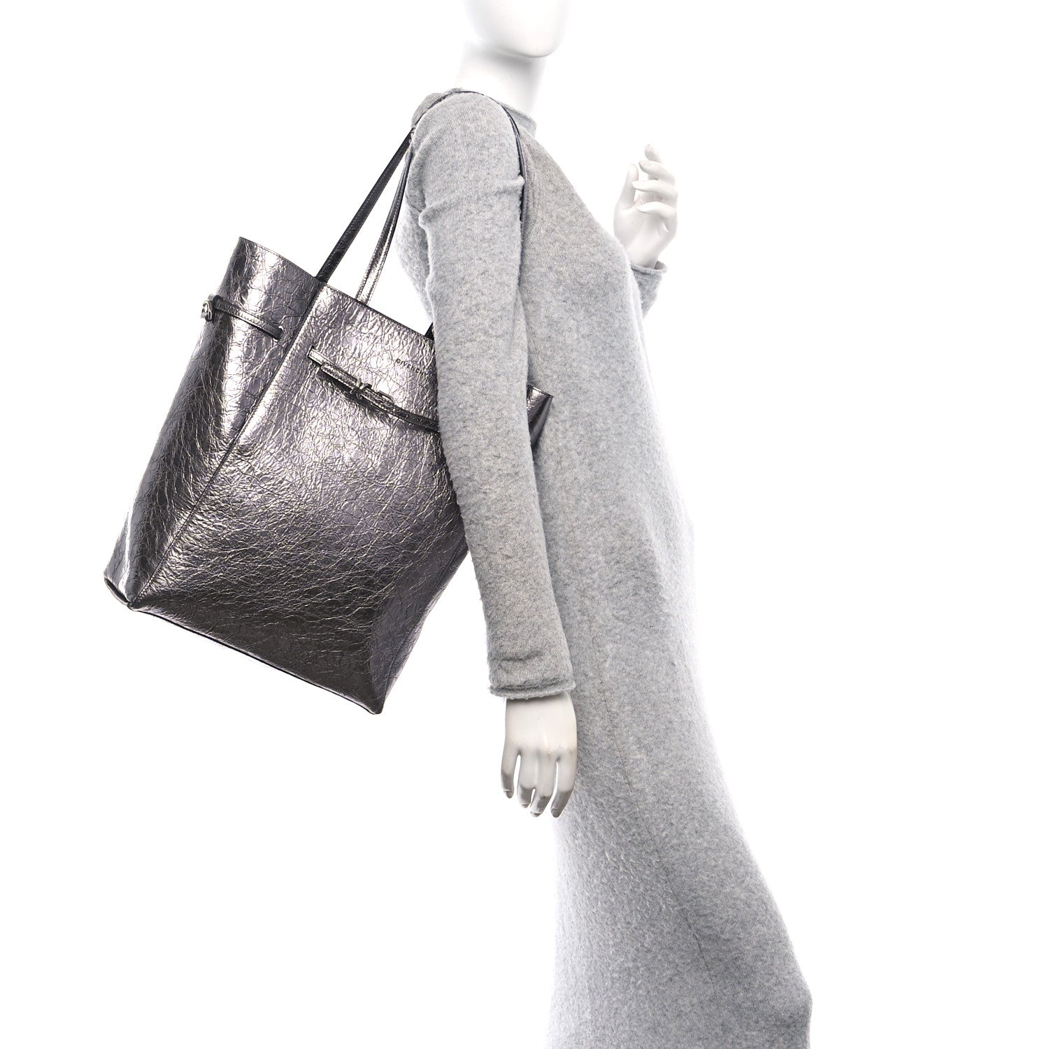 Metallic Calfskin Medium Voyou Bag Silver