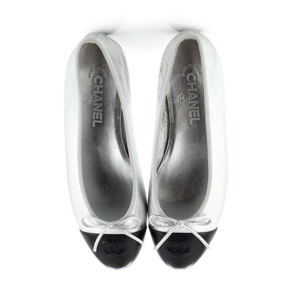 Women's CC Cap Toe Bow Ballerina Flats Leather