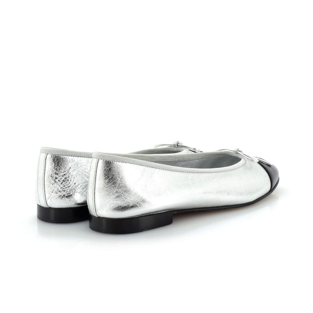 Women's CC Cap Toe Bow Ballerina Flats Leather
