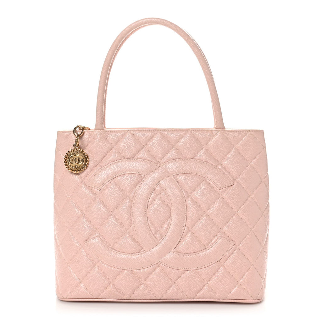 Caviar Quilted Medallion Tote Light Pink