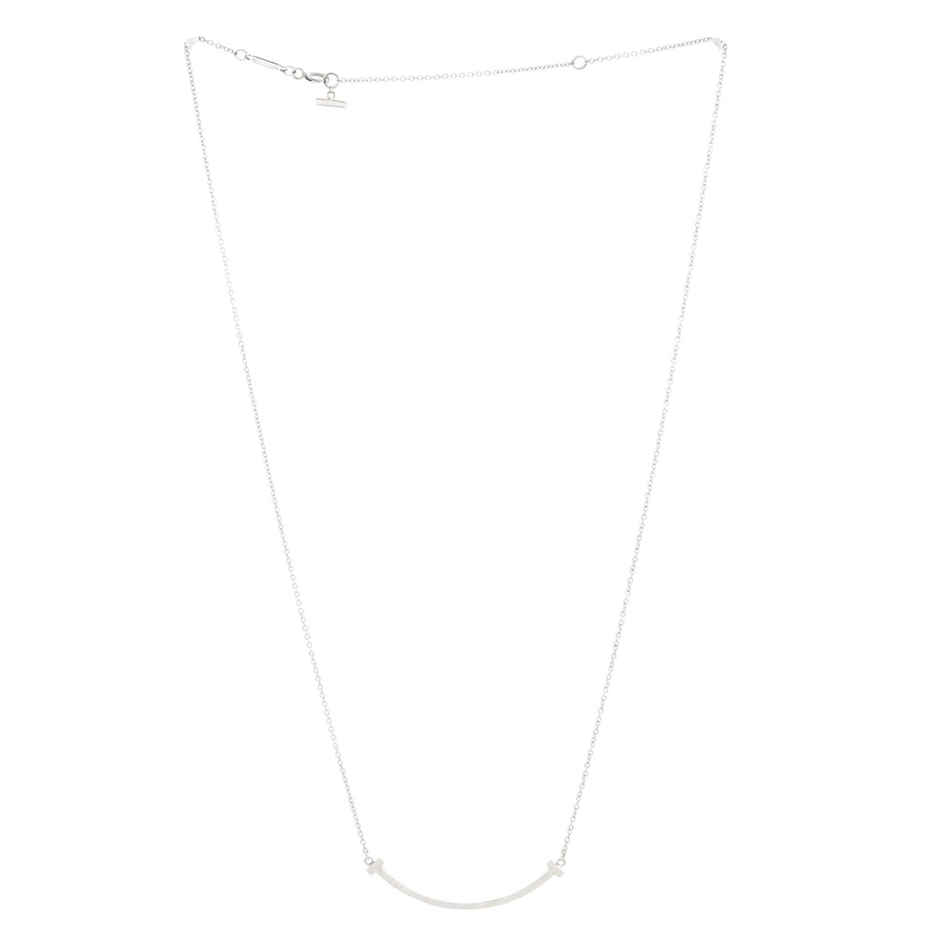 T Smile Pendant Necklace 18K White Gold Small