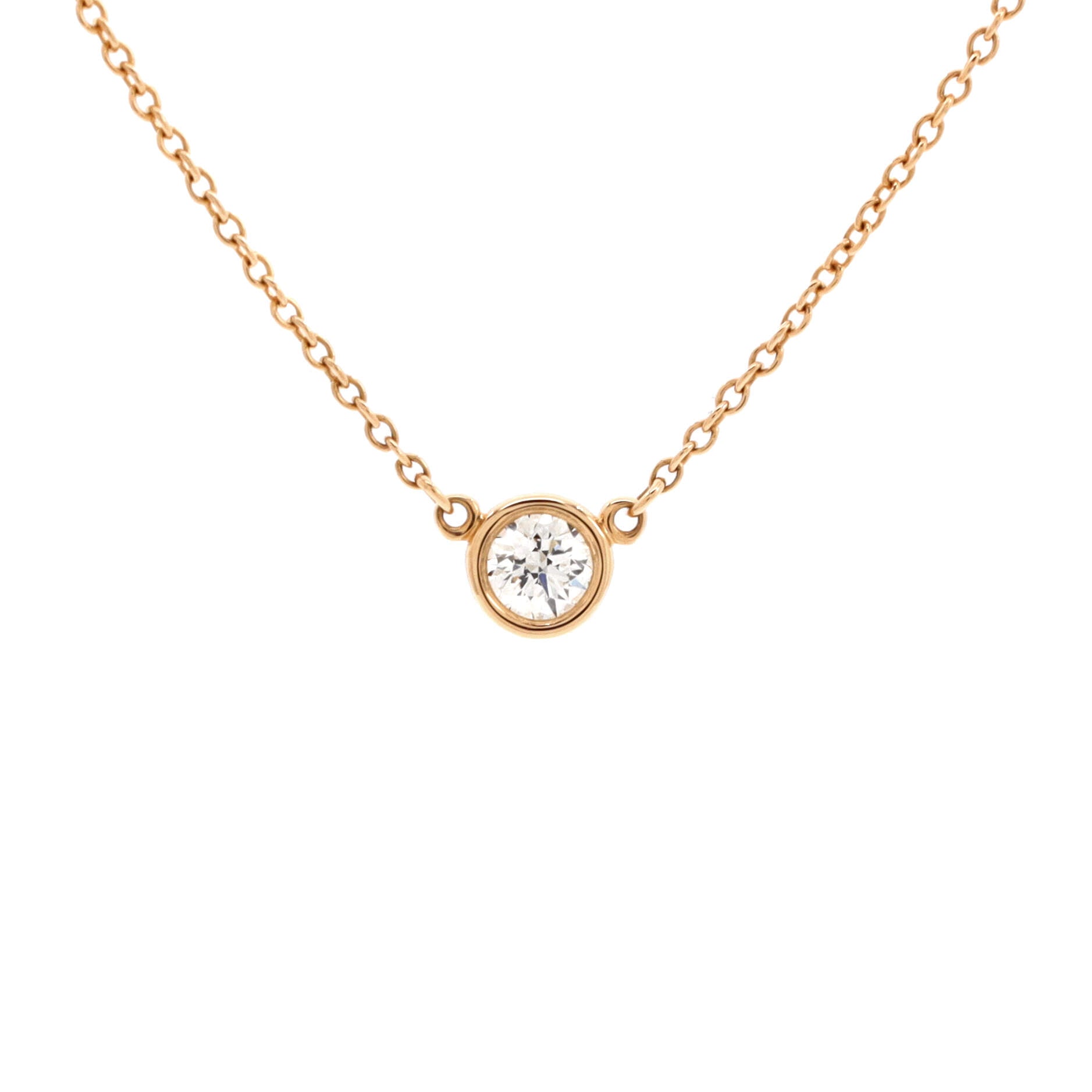 Elsa Peretti Diamonds By The Yard Pendant Necklace 18K Rose Gold and Diamond 0.18CT