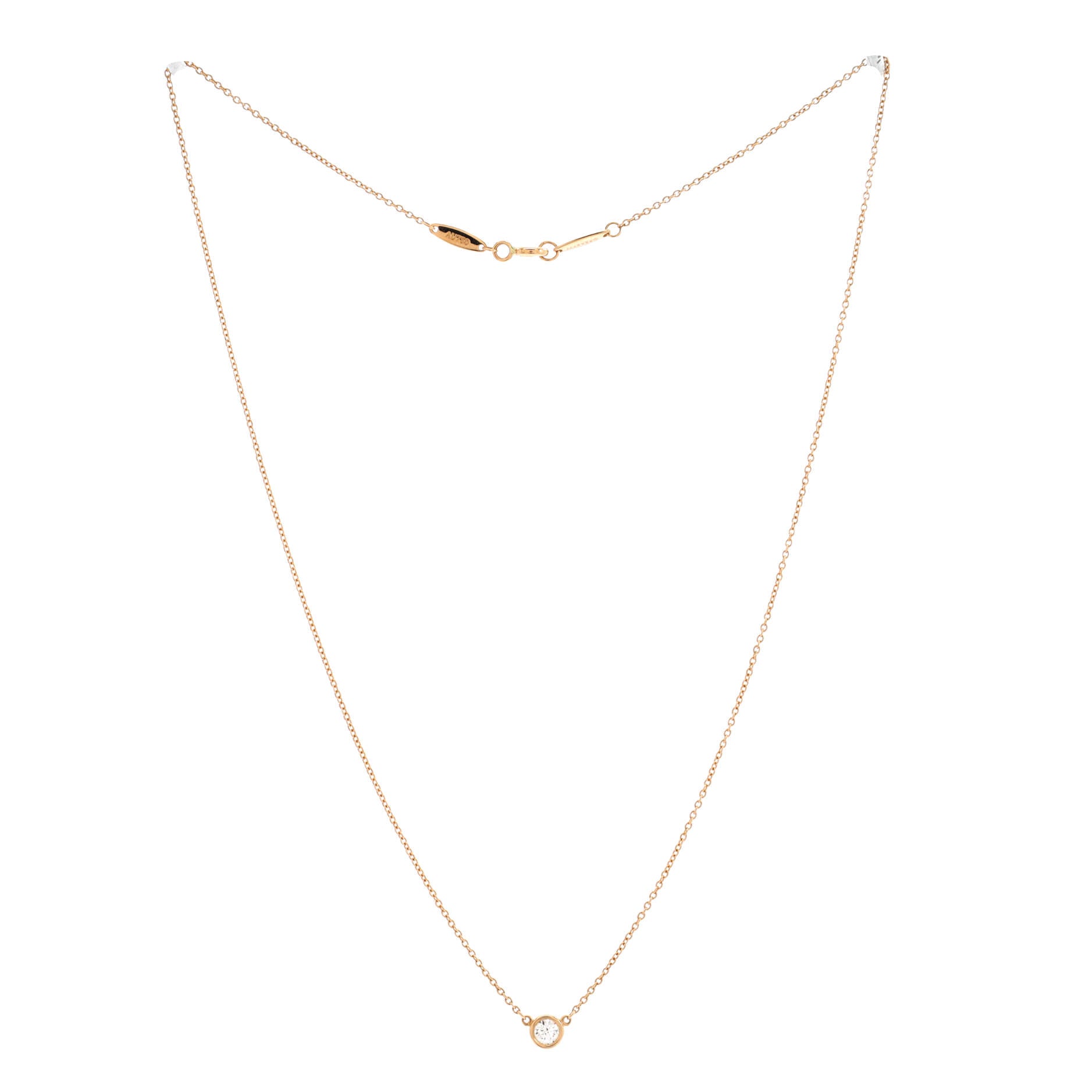 Elsa Peretti Diamonds By The Yard Pendant Necklace 18K Rose Gold and Diamond 0.18CT