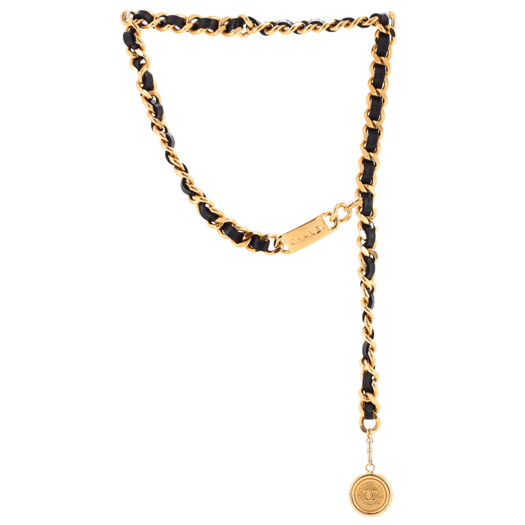 Vintage Medallion Chain Belt Metal and Leather 80