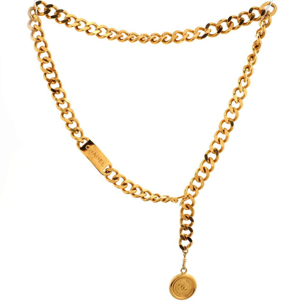 Vintage Medallion Logo Chain Belt Metal 85