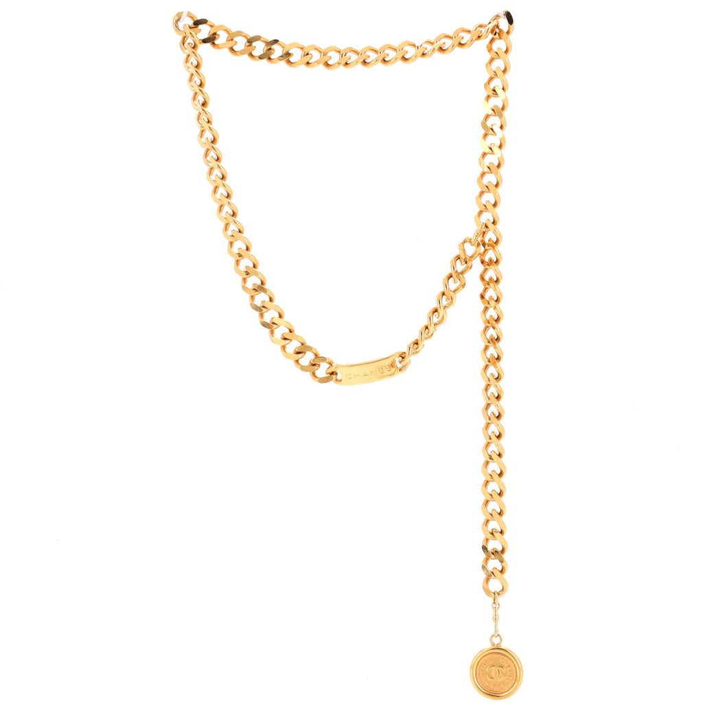 Vintage Medallion Logo Chain Belt Metal 95