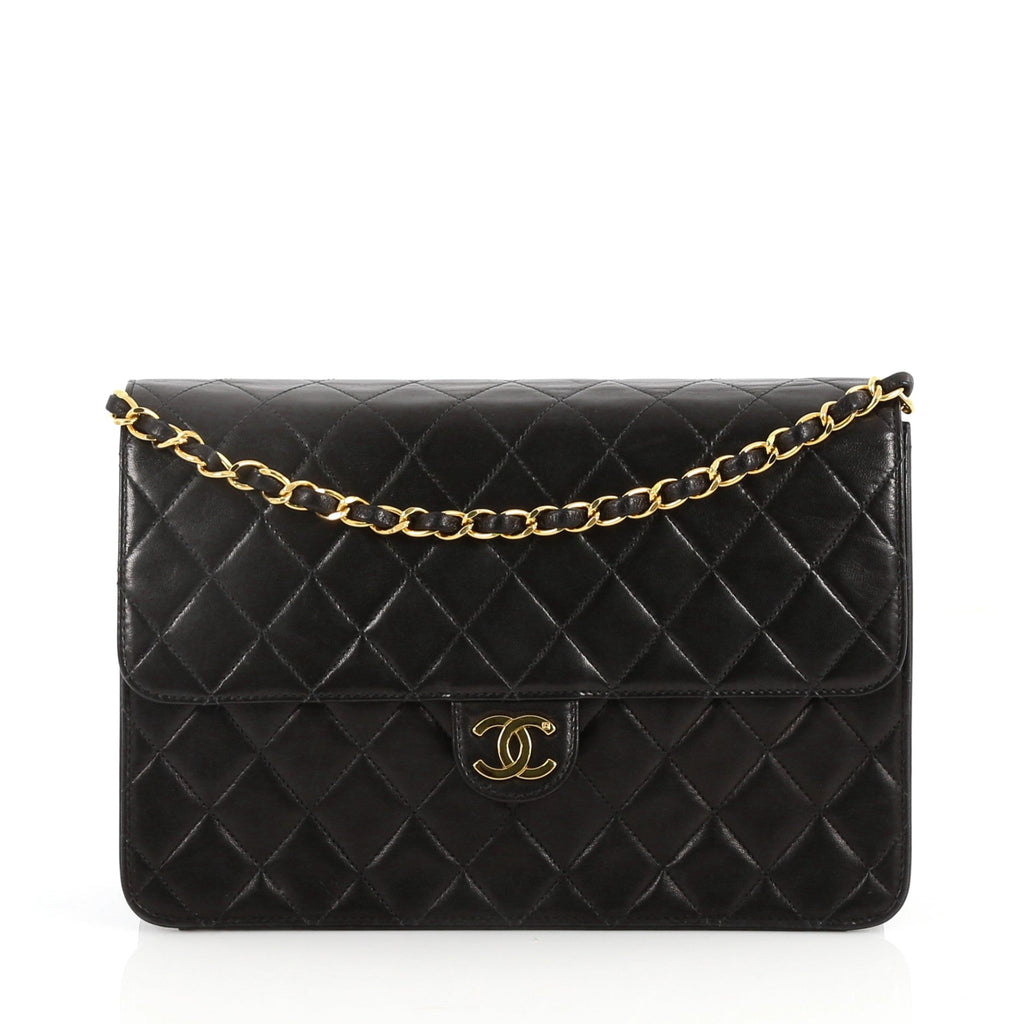 Vintage Clutch with Chain Quilted Leather Medium