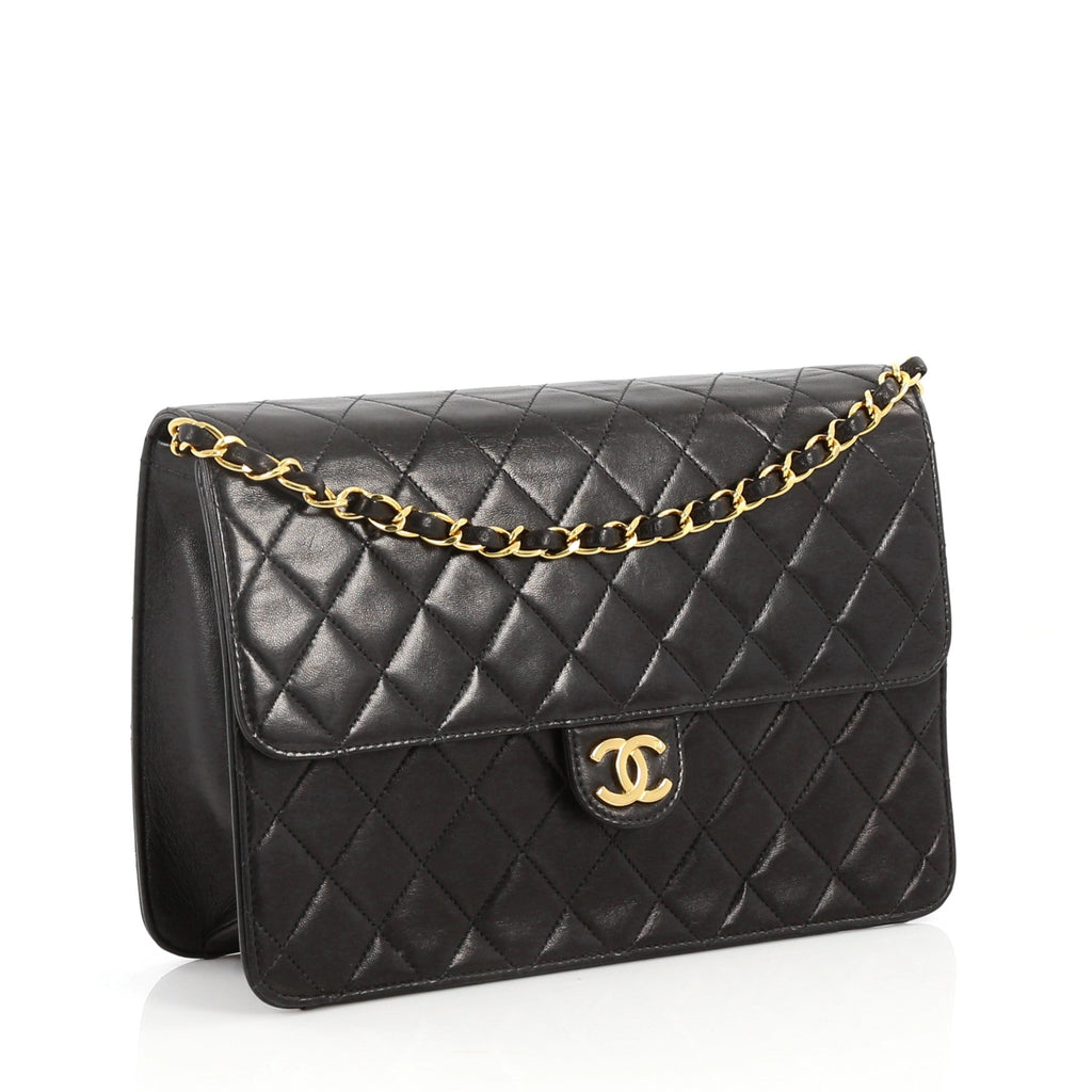 Vintage Clutch with Chain Quilted Leather Medium