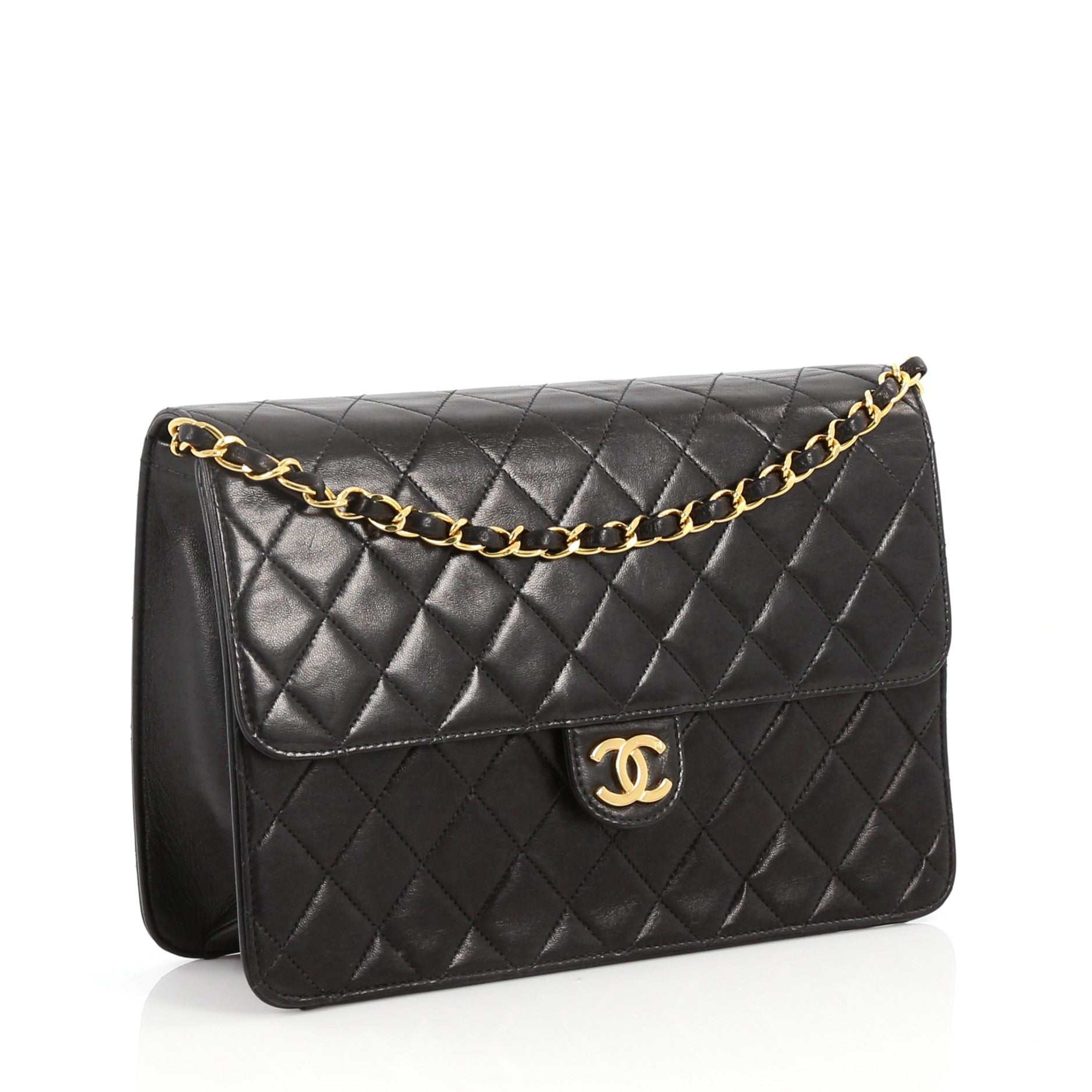 Vintage Clutch with Chain Quilted Leather Medium
