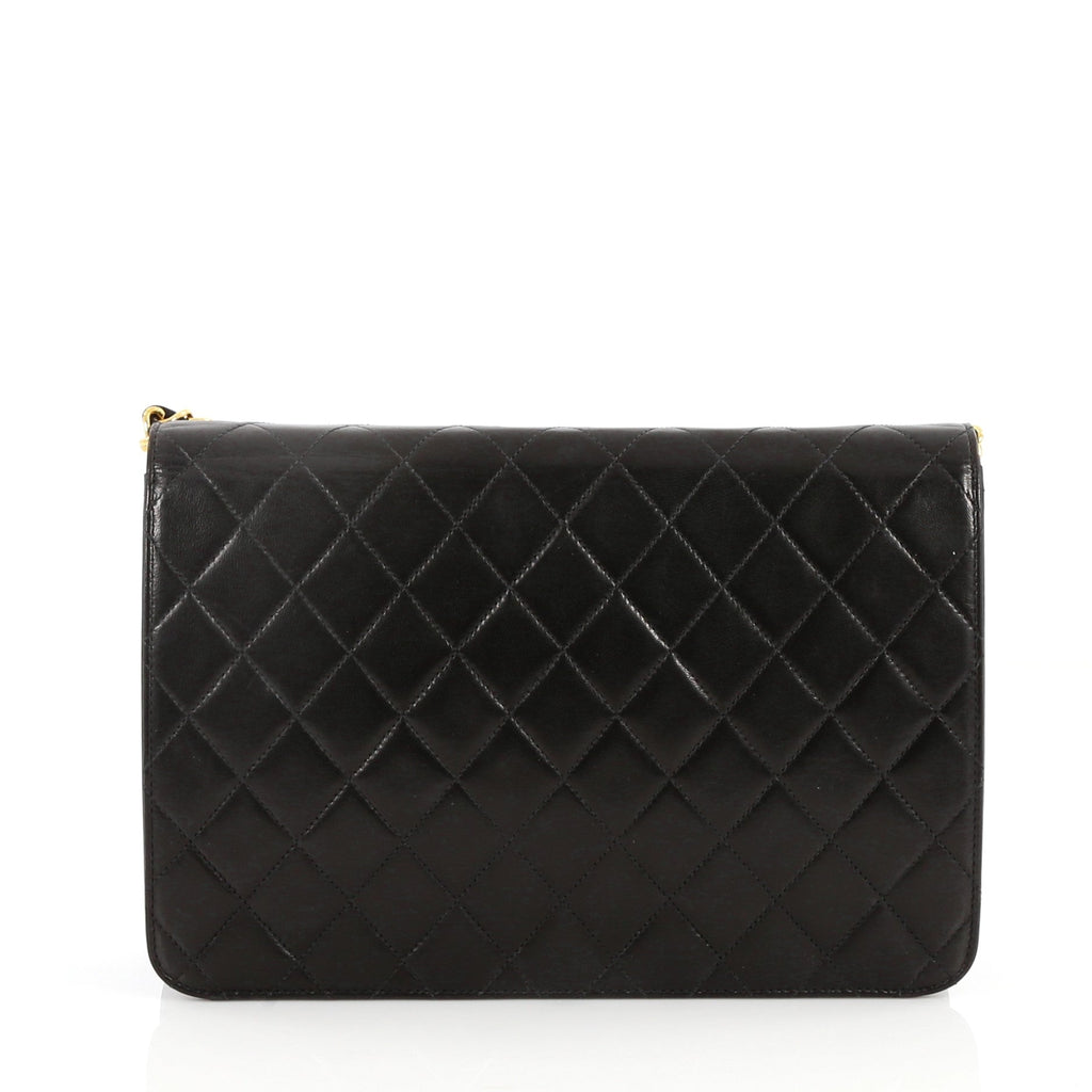 Vintage Clutch with Chain Quilted Leather Medium