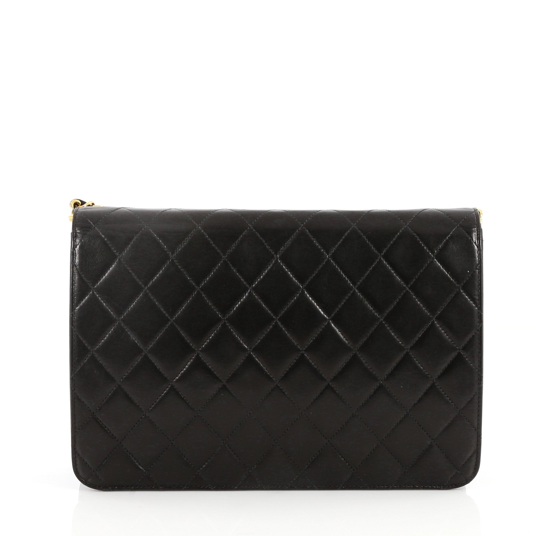 Vintage Clutch with Chain Quilted Leather Medium