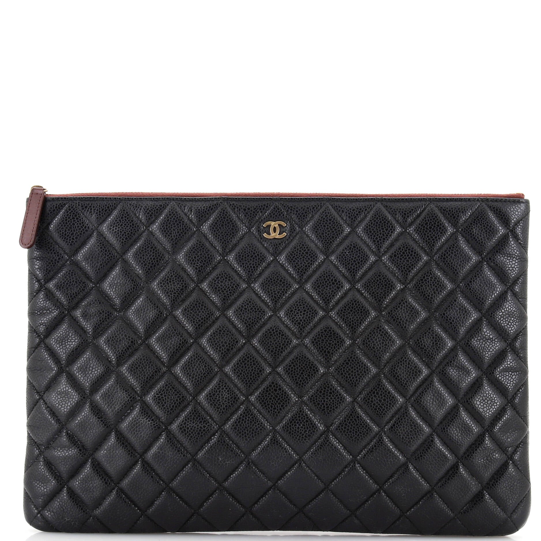 O Case Clutch Quilted Caviar Large