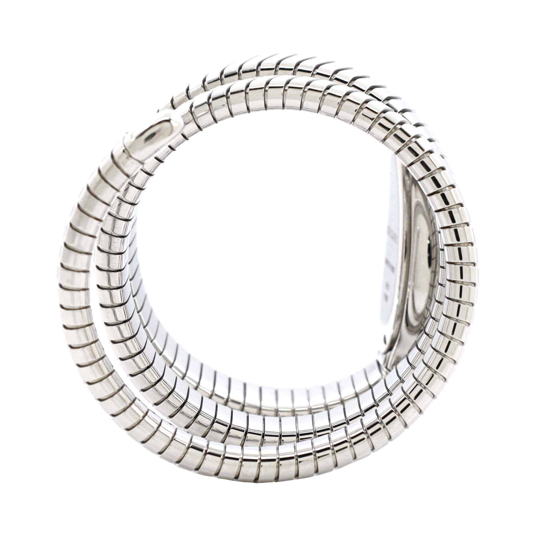 Serpenti Tubogas Double Spiral Quartz Watch Stainless Steel with Diamond Bezel 23