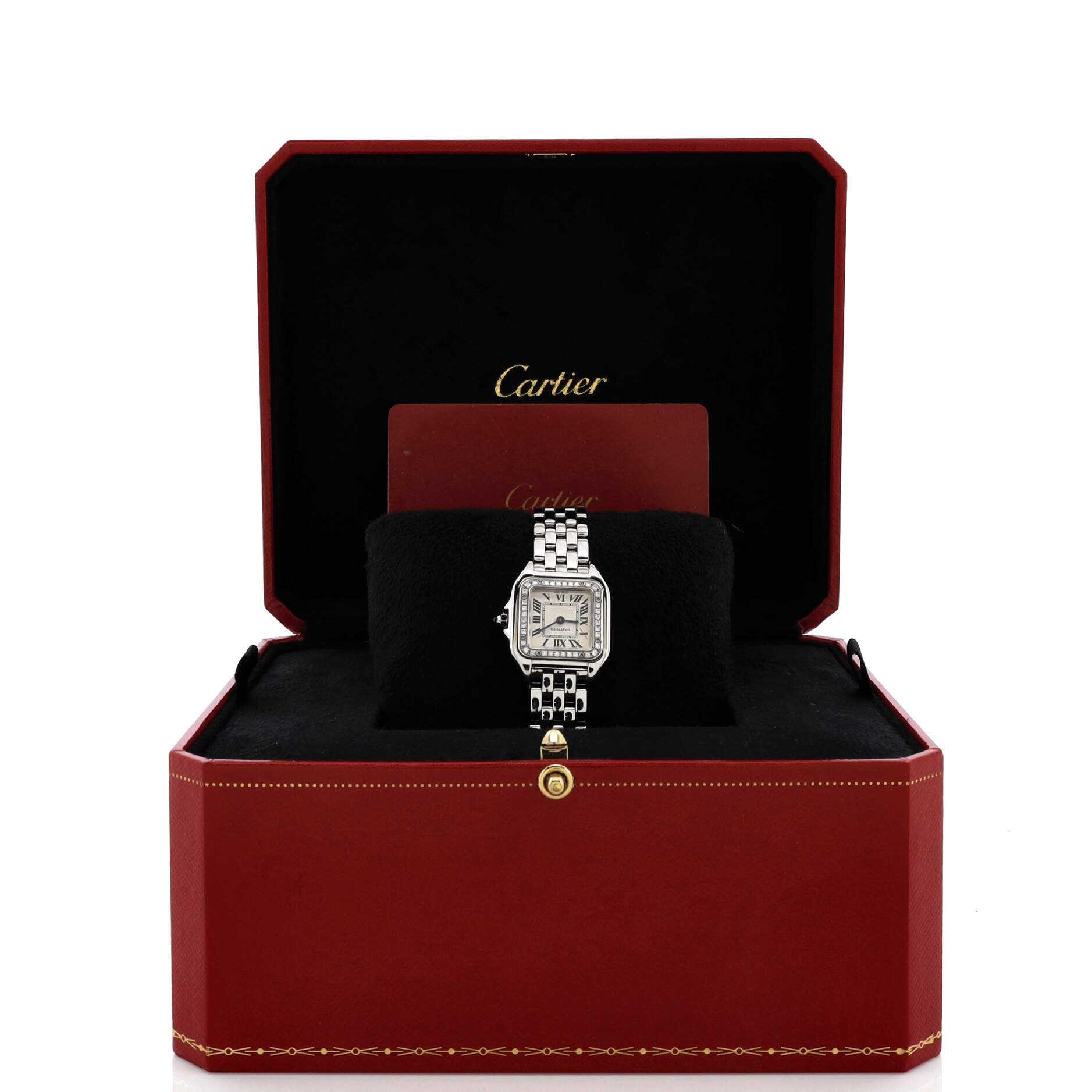 Panthere de Cartier Quartz Watch Stainless Steel with Diamond Bezel 22