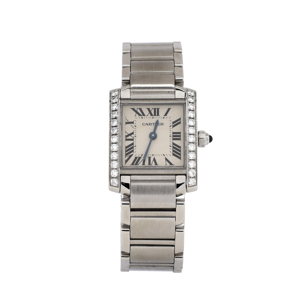 Tank Francaise Quartz Watch Stainless Steel with Diamond Bezel 20