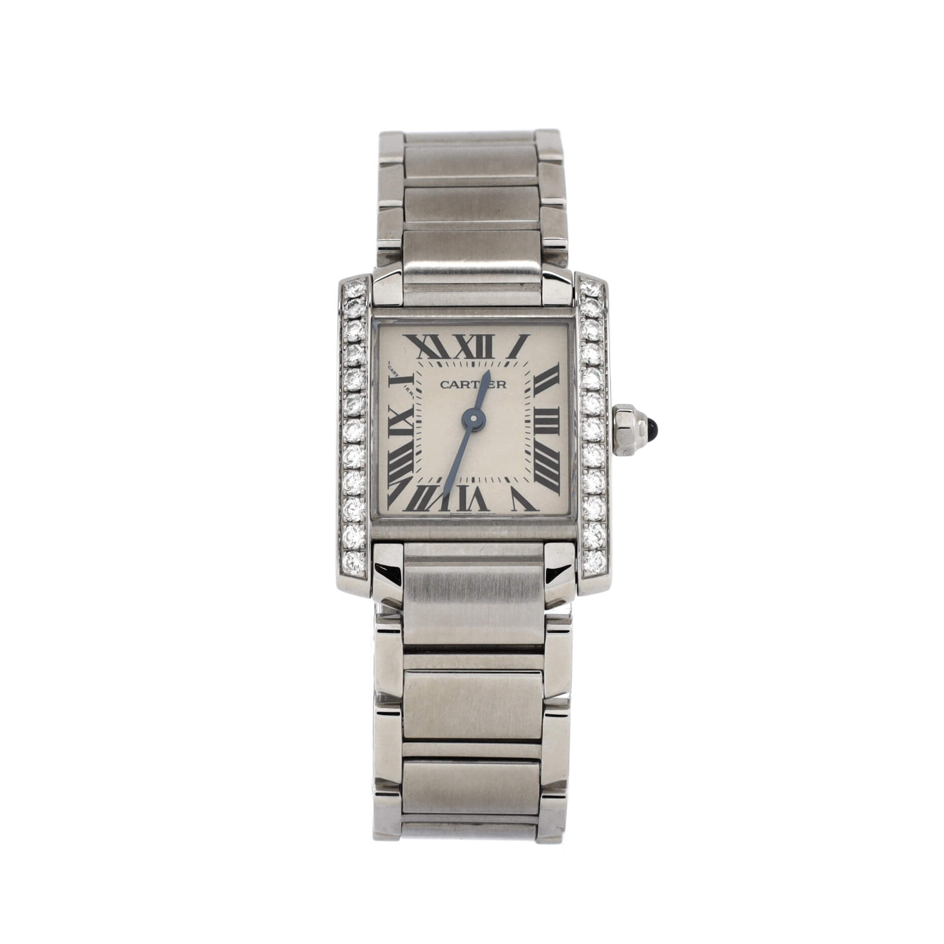 Tank Francaise Quartz Watch Stainless Steel with Diamond Bezel 20
