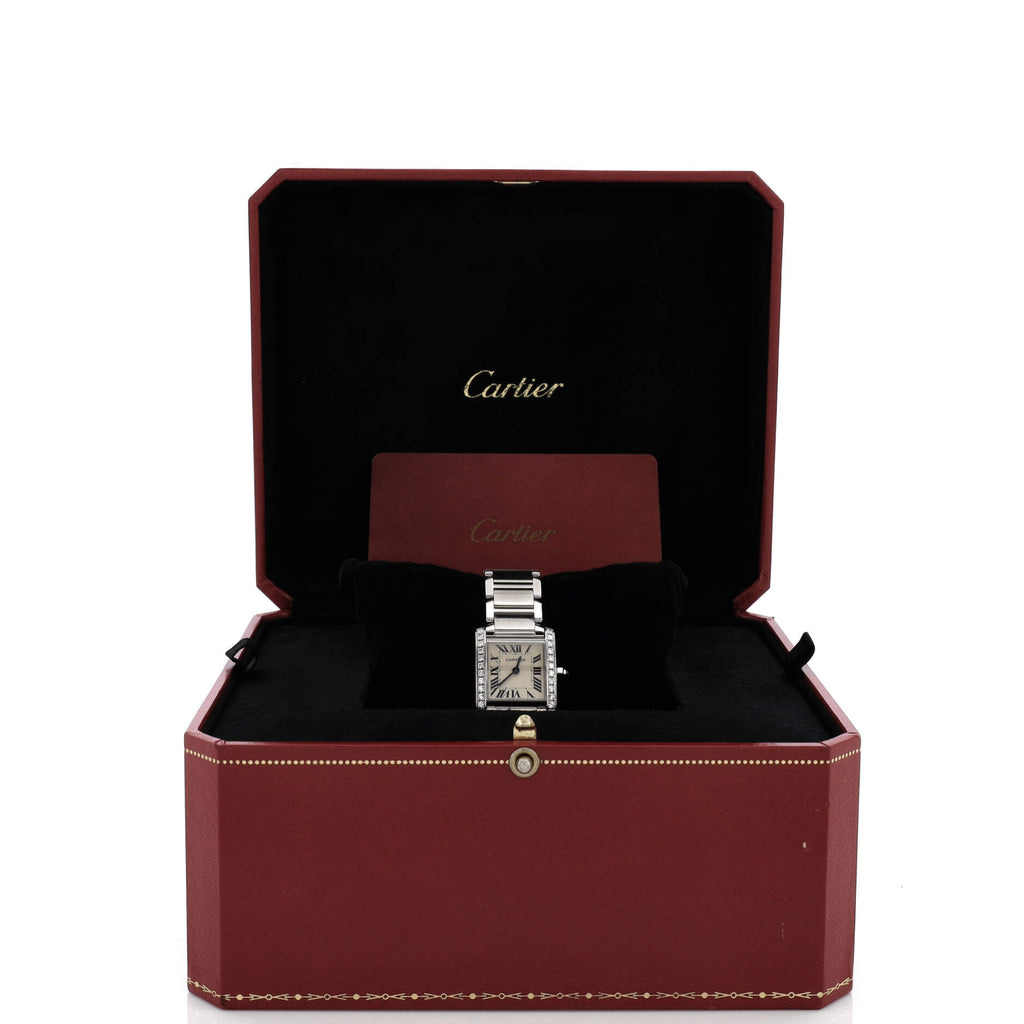 Tank Francaise Quartz Watch Stainless Steel with Diamond Bezel 20