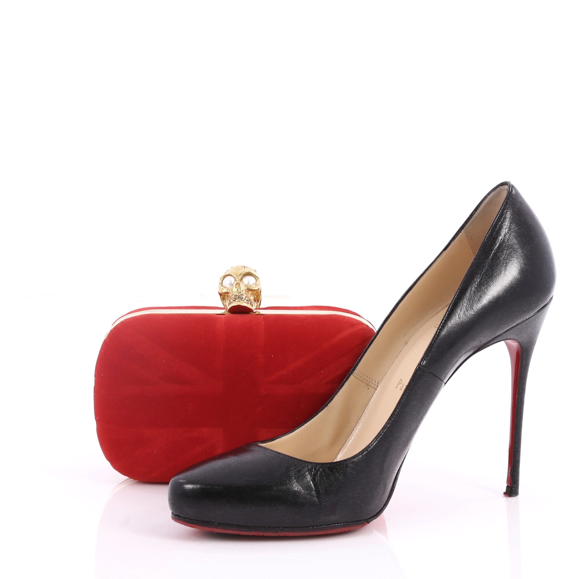 Britannia Skull Box Clutch Velvet Small