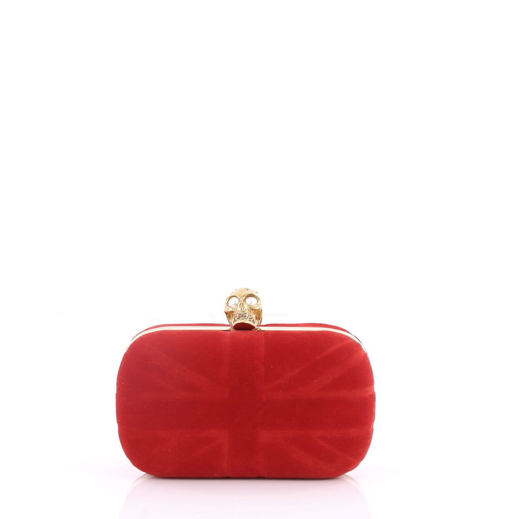 Britannia Skull Box Clutch Velvet Small