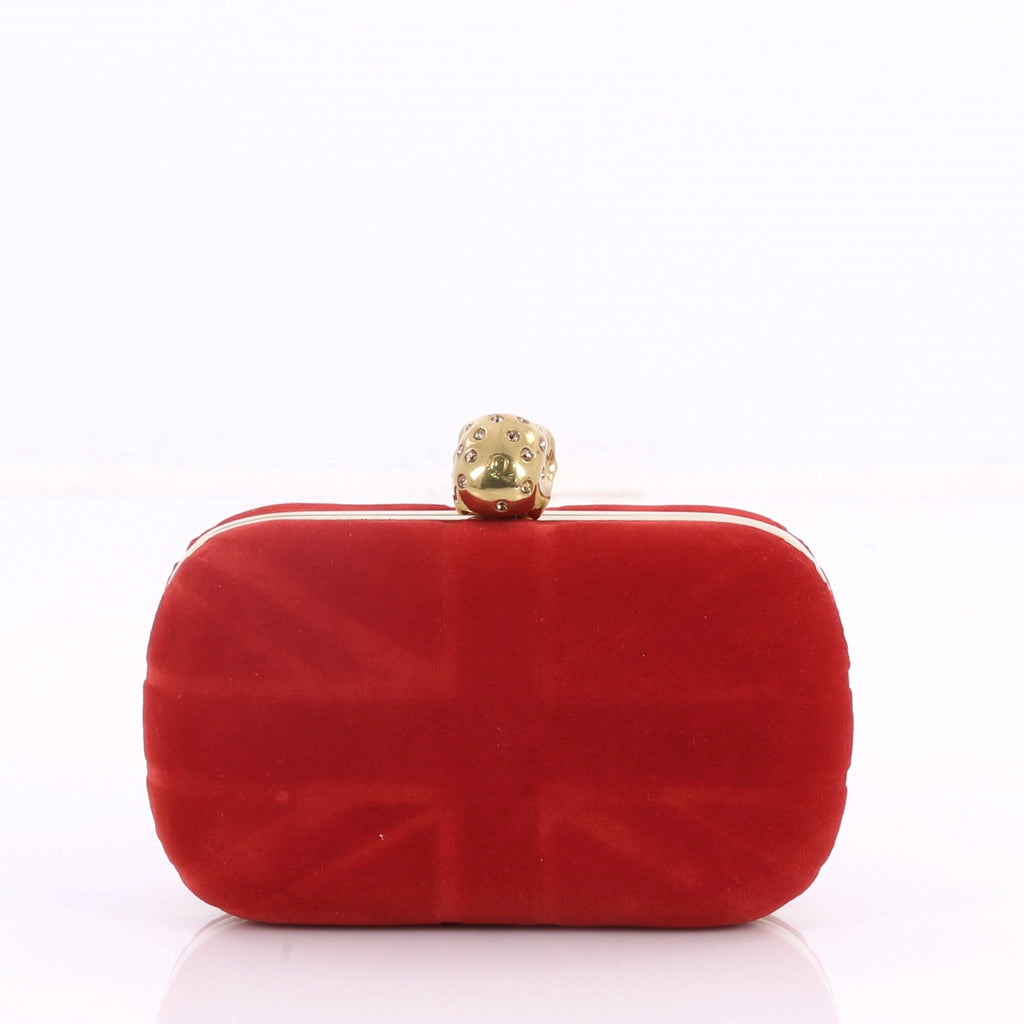 Britannia Skull Box Clutch Velvet Small