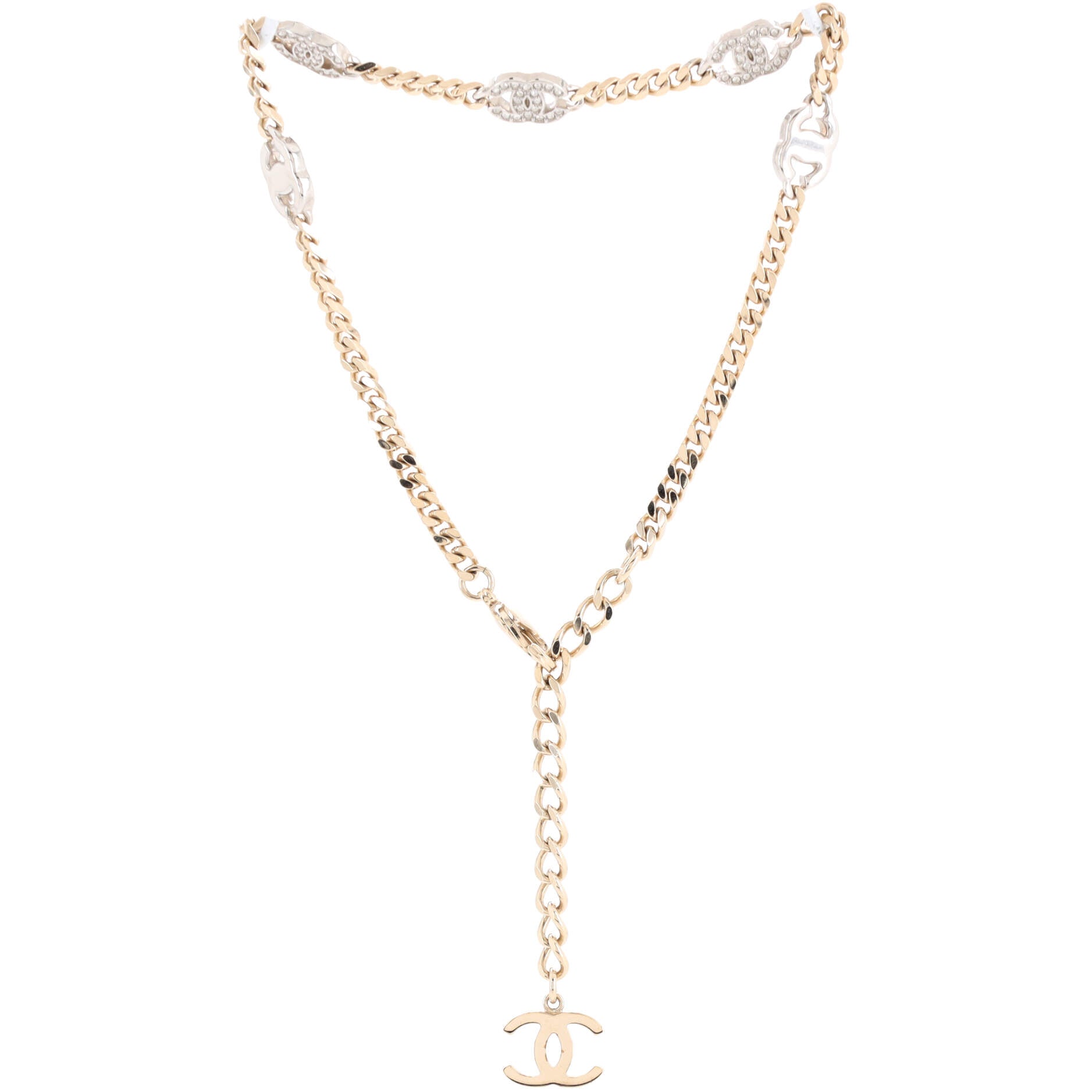 CC Link Choker Necklace Metal with Crystals