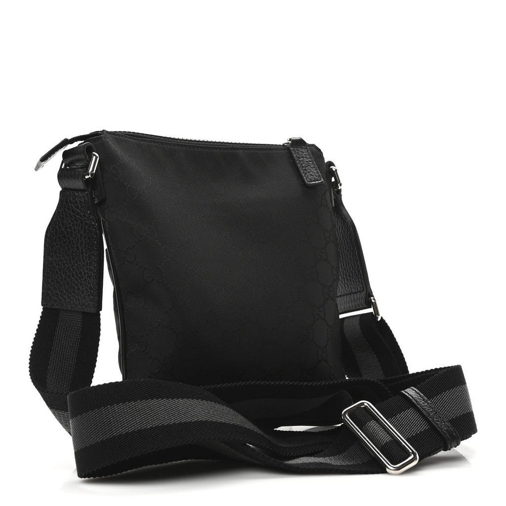 Nylon Monogram Mini Flat Messenger Bag Black