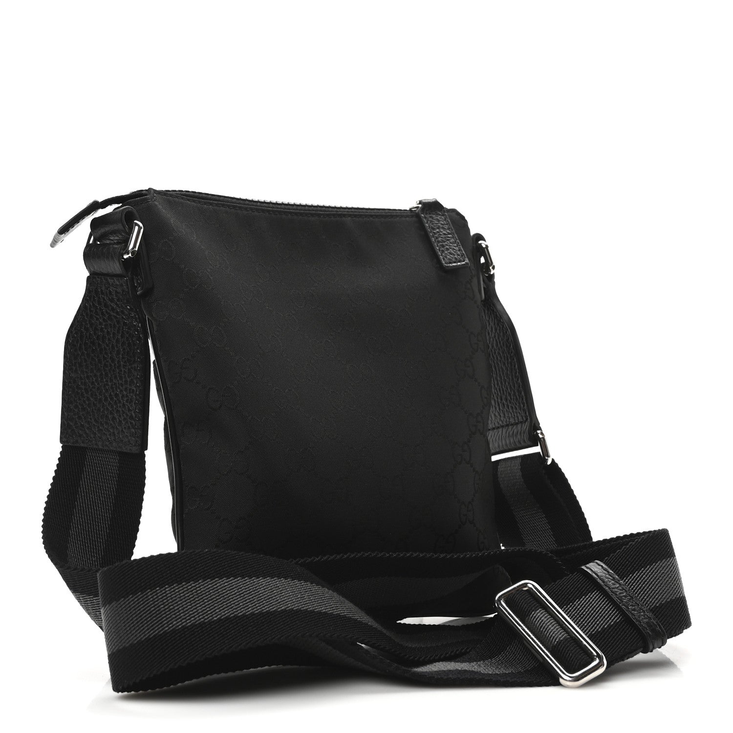 Nylon Monogram Mini Flat Messenger Bag Black