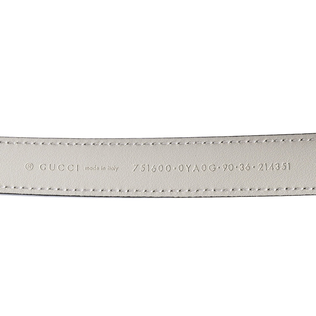 Plutone Calfskin Gucci Buckle 20mm Thin Belt 90 36 Mystic White