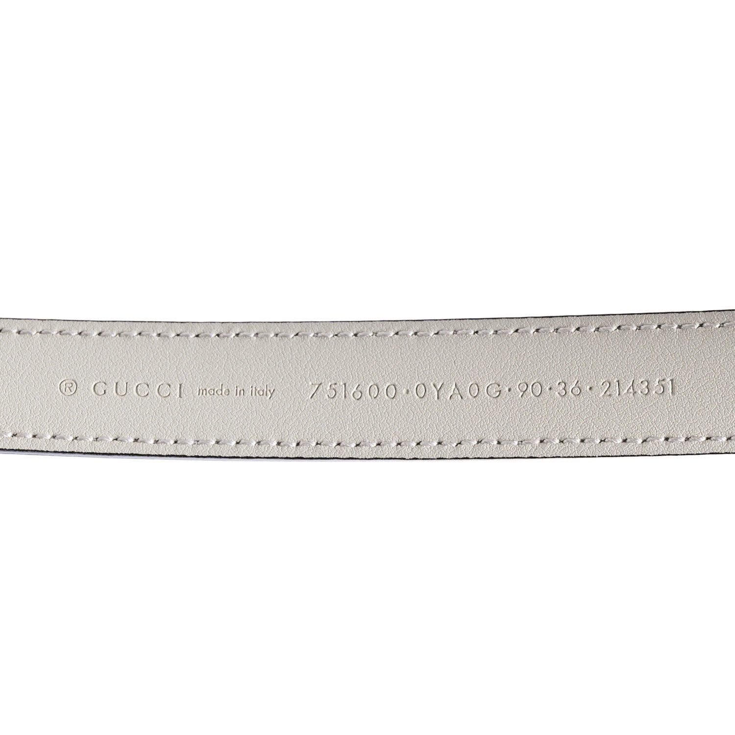 Plutone Calfskin Gucci Buckle 20mm Thin Belt 90 36 Mystic White