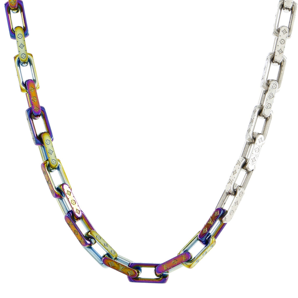 Monogram Chain Necklace Rainbow Metal