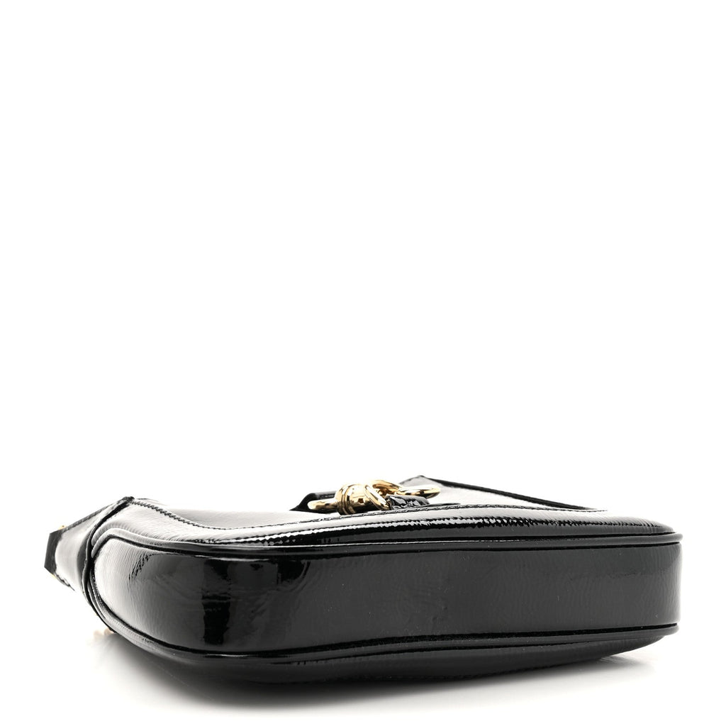 Crinkled Patent Mini Jackie Notte Bag Black