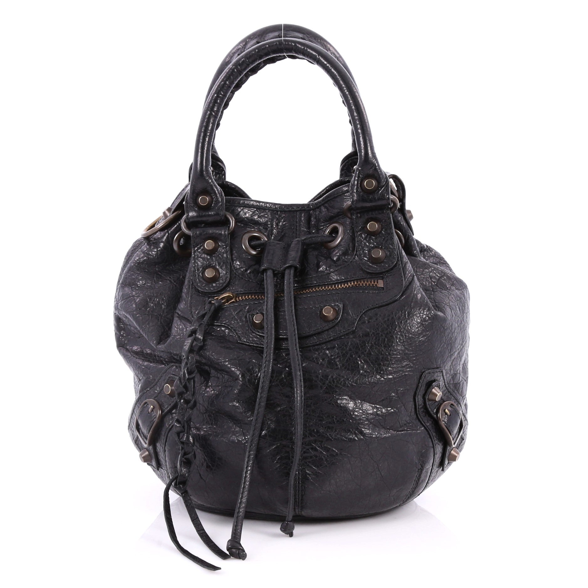 Pom Pon Classic Studs Handbag Leather Mini
