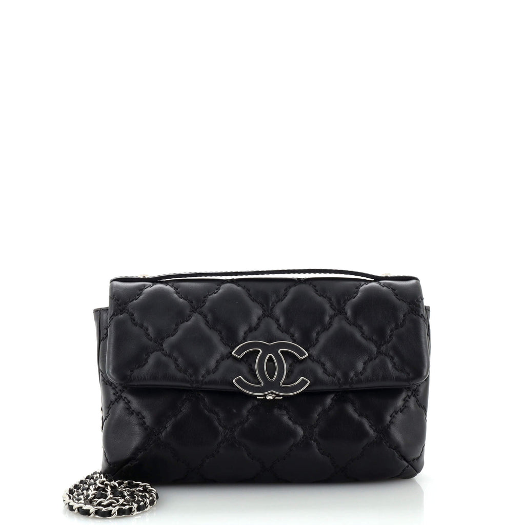 Double Stitch Hamptons Flap Bag Quilted Calfskin Mini
