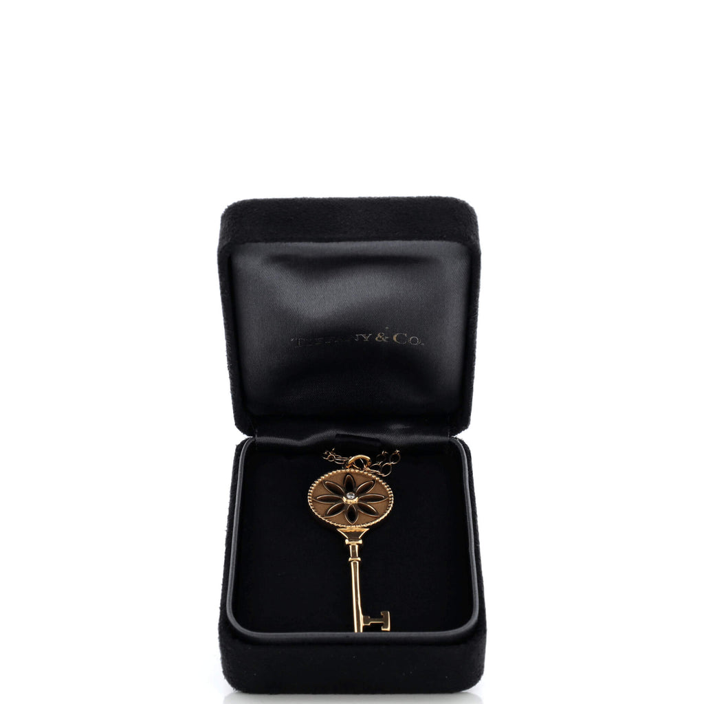 Daisy Key Pendant Necklace 18K Rose Gold with Diamond Large