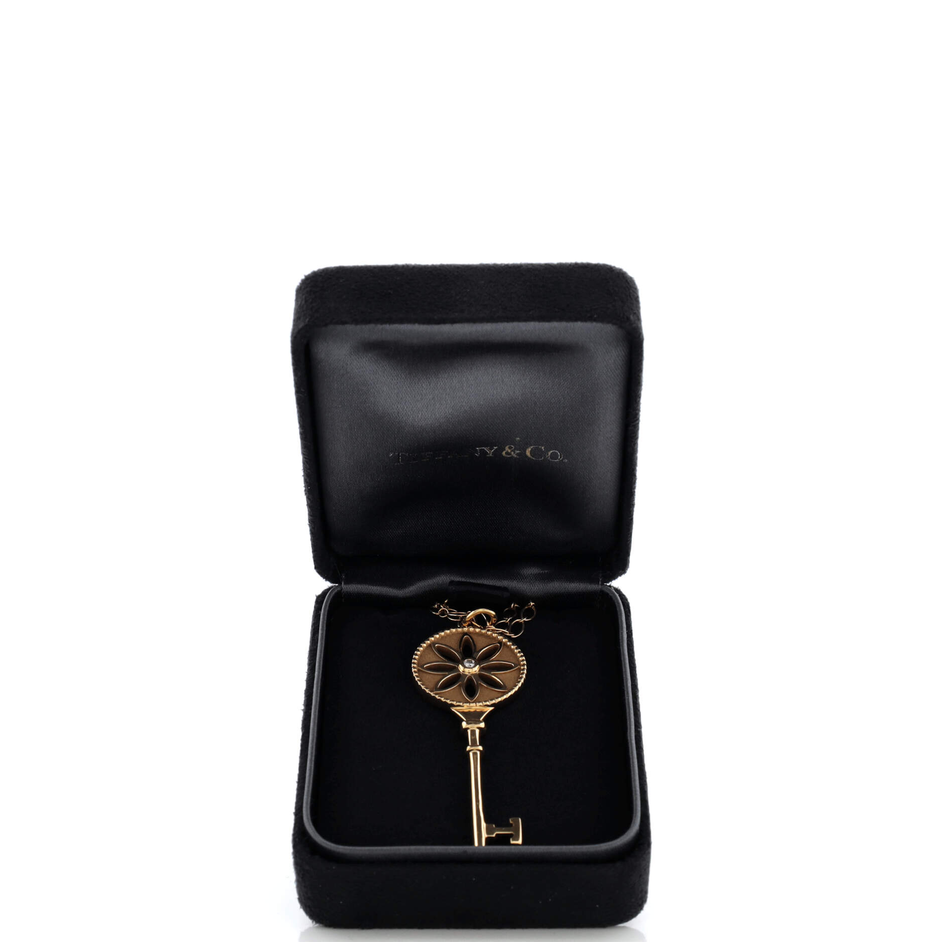 Daisy Key Pendant Necklace 18K Rose Gold with Diamond Large