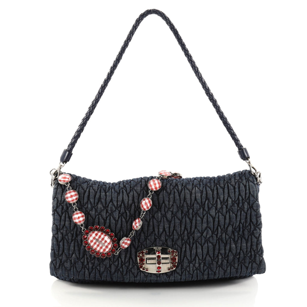 Crystal Clutch Matelasse Denim Large