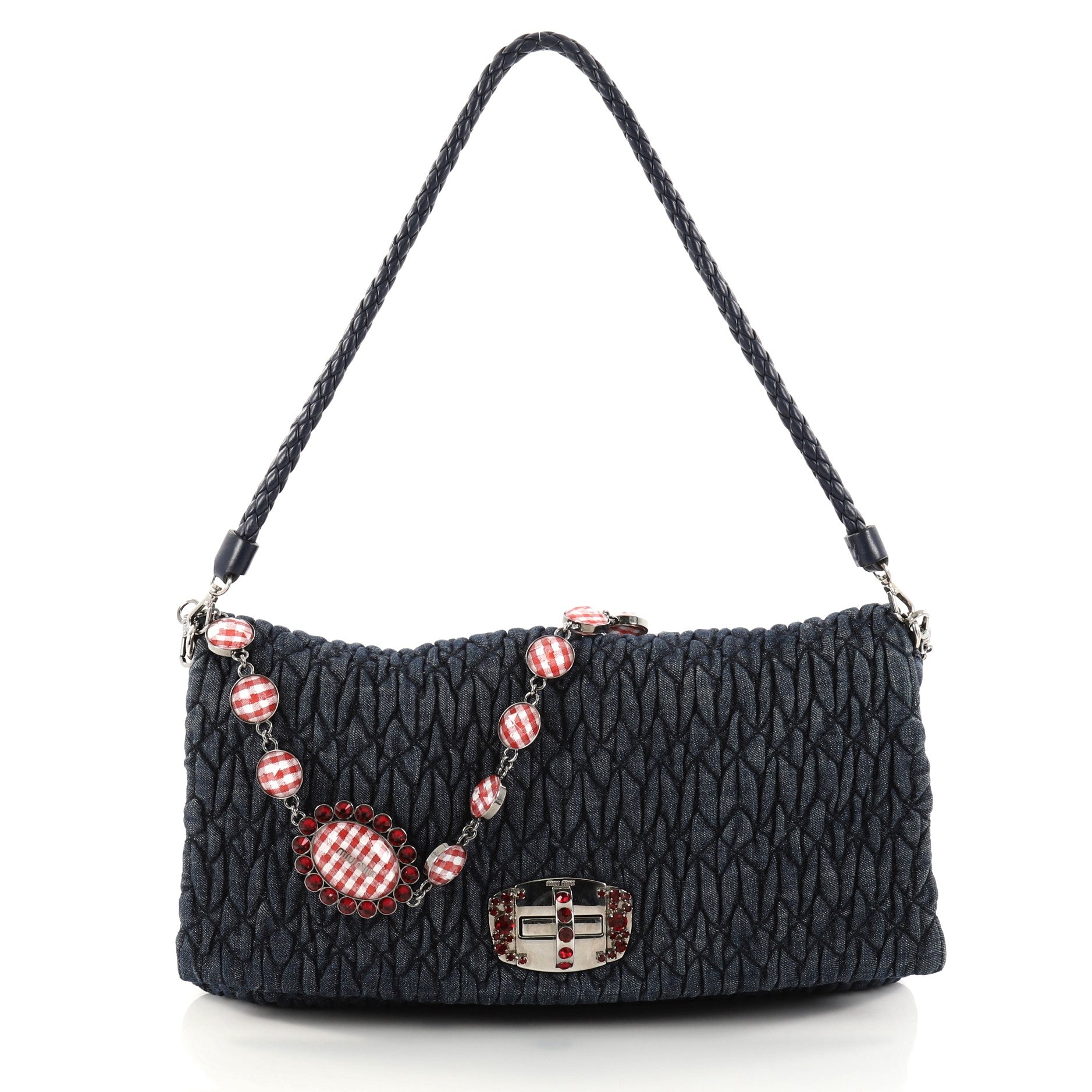 Crystal Clutch Matelasse Denim Large