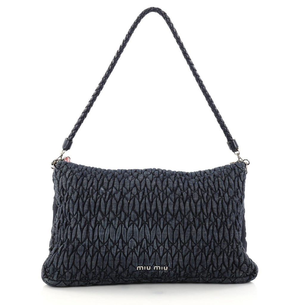 Crystal Clutch Matelasse Denim Large