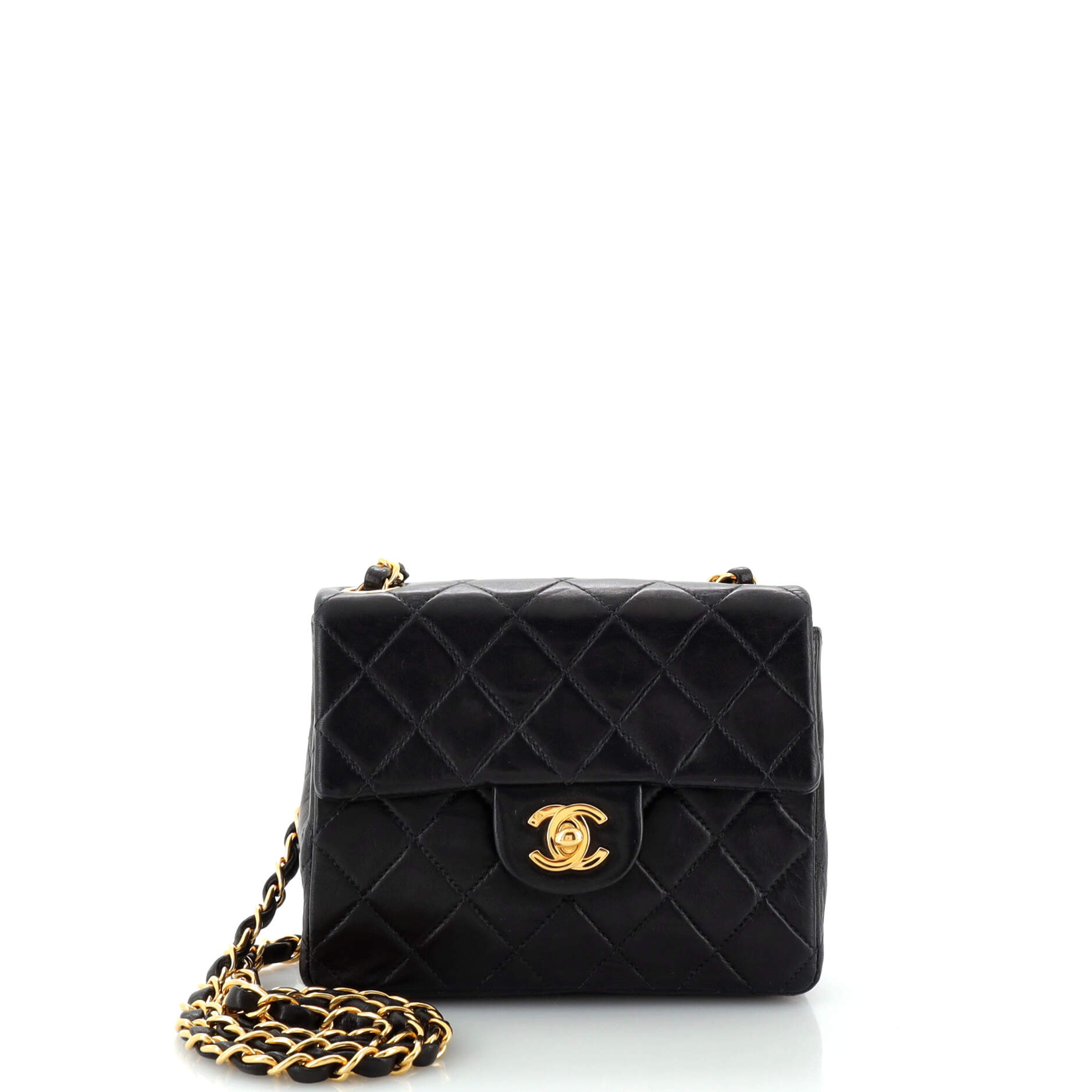 Vintage Square Classic Single Flap Bag Quilted Lambskin Mini